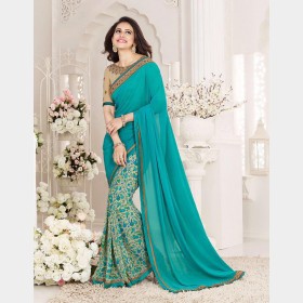 Vinay’s soft Printed Georgette Sharee with beautiful embroidered blouse piece as attached picture